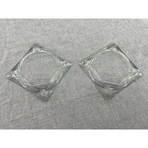 Vintage Art Deco Square Glass Ashtray‎ Set Of 2